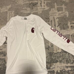 Carhartt White Long Sleeve Tee with Red Logo